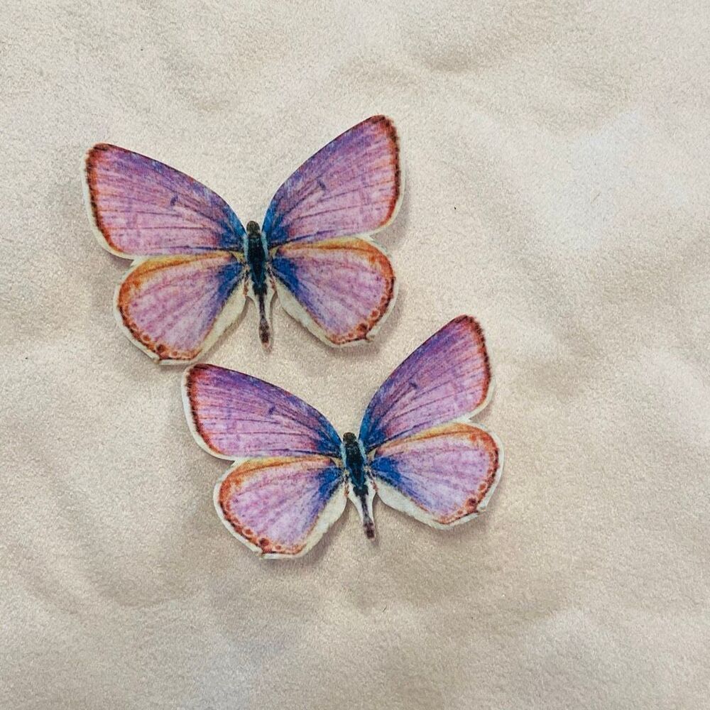 NWOT Etsy Handmade Silk Butterfly Hairclips Set of 2 Multicolor Size 2"